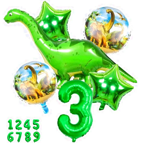 DIWULI Dinosaur Party Decorations Set - Number 3 Balloon green, Dinosaur Balloons, Dinosaur Birthday Decorations, Long Neck Dinosaur Decorations 3rd Birthday Party, Supplies Foil Big Green Balloons