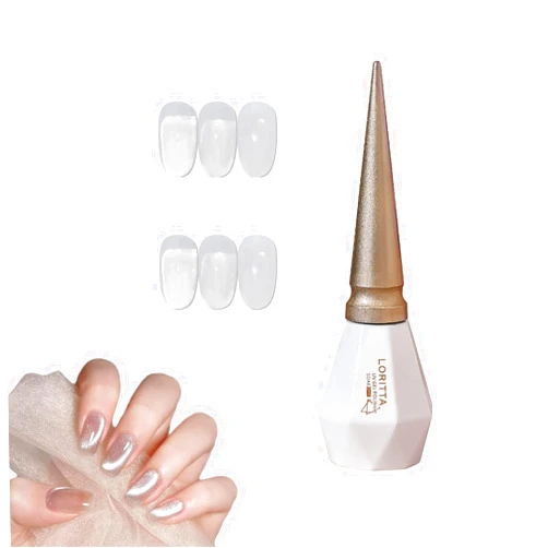 PhoLeuy Rolita Gel Polish, Rolita Nail Polish, Rolita Gel Polish 15ml, Nude Ice-Clear Jade Gel, Gentle and White, Jelly-Colored Nail Polish, Crystal Cat Eye Gel Polish Silver