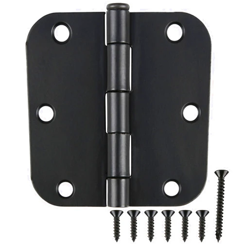 TDCHINGES 12 Pack Matte Black Door Hinges 3.5 x 3.5 Inch Interior 3 1/2 Inch Door Hinges for Doors Rounded 5/8