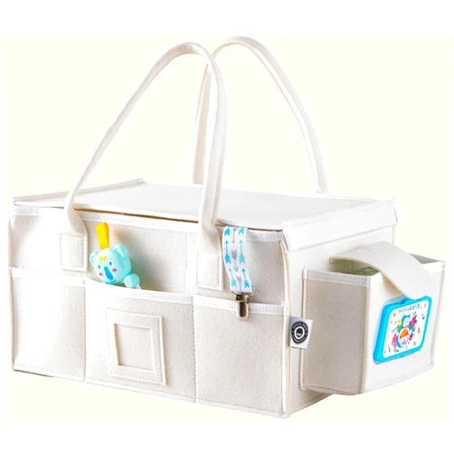 FANACAN Versatile Baby Diaper Caddy Organizer with Lid - Diaper and Baby Wipes Organizer: Ideal for Nursery Storage and Car Use - The Ultimate New Baby Gift Basket for Newborn Boy or Girl