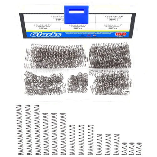 Glarks 150Pcs Compression Springs Assortment Kit, 5 Size Mini Stainless Steel Springs for Home Repair Project, 0.5x6mm OD, 10mm-50mm Length