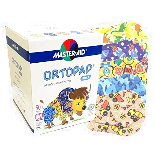 Miputa Ortopad Bamboo for Boys, Adhesive Eye Patches, Softer Material and New Designs, (50 per Box) (Medium Size)