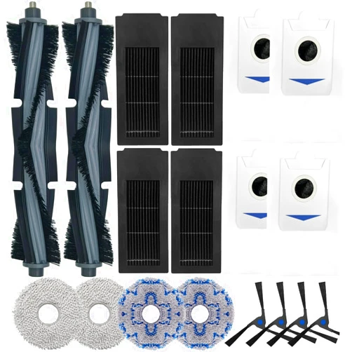 MSOKNLLI DEEBOT X2 Omni Replacement Parts for ECOVACS DEEBOT X2 Omni / X2 / X2 Pro / DEX86 Robot Vacuum, 2 Main Rubber Brush,4 Side Brush,4 Hepa Filters,4 Dust Bags,4 Mop Cloths