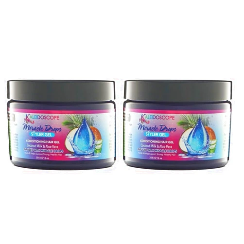 Kaleidoscope Miracle Drops Styling Gel | Strong Hold | Conditioning Hair Gel 12 fl oz (Pack of 2)