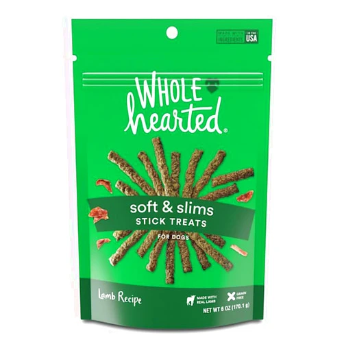 WholeHearted Grain Free Soft and Chewy Lamb Recipe Dog Stick Treats, 6 oz.