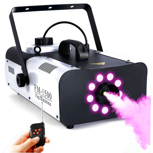 TCFUNDY Fog Machine with Lights, 1500W Smoke Machine RGB 9 LED Lights for DJ Halloween Wedding Party Stage with Remote Control…