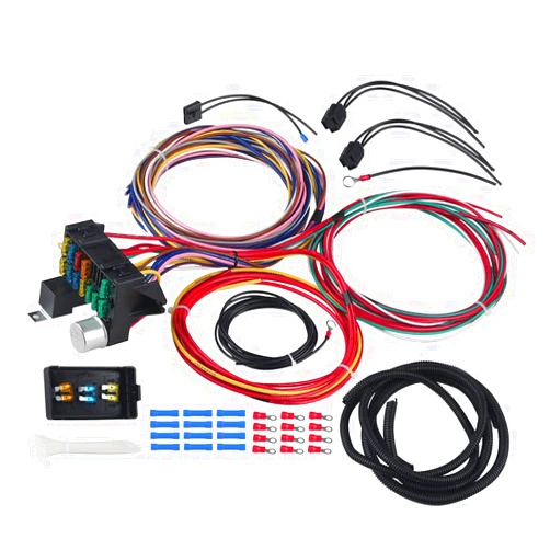 WMPHE 12 Circuit Wiring Harness Universal Wire Harness Automotive Fuses Wiring Harness Kit, Compatible with Chevy Ford Chrysler Mopar Muscle Car