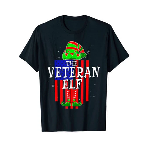Family Merry Xmas Pajamas Pjs Outfit Set Gifts Tee The Veteran Elf Group Matching Family Christmas Funny T-Shirt