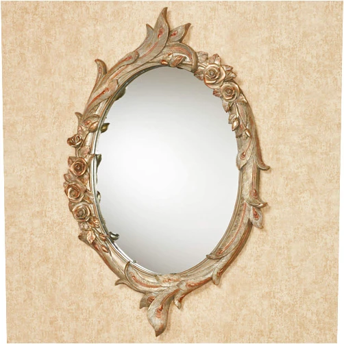 Touch of Class Beautiful Peacock Elegance Oval Wall Mirror - Resin, Glass - Copper, Champagne Tones - Looking Glass for Bedroom, Living Room, Bathroom, Entryway, Foyer - Painted by Hand