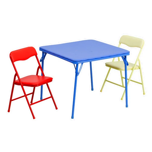 Flash Furniture Mindy Kids 3-Piece Folding Square Table and Chairs Set for Daycare and Classrooms, Children's Activity Table/Chairs Set, Multicolor