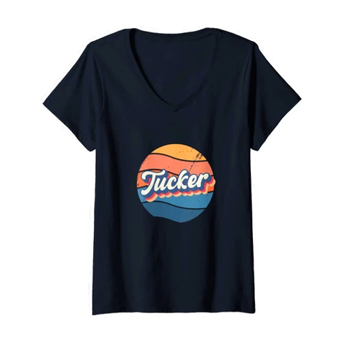 Tucker Personalized Retro Name Womens Tucker Retro First Name Vintage Forename Personalized V-Neck T-Shirt