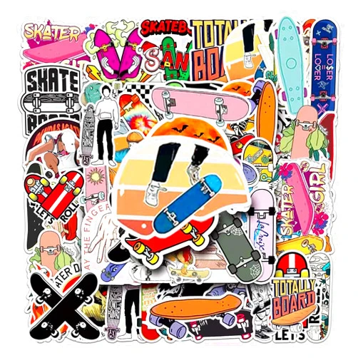 LIFEPAL Skateboard Stickers |50Pcs Skateboarding Waterproof Vinyl Decals for Water Bottles Laptop Luggage Cup Computer Mobile Phone Skateboard
