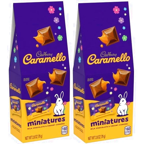 Taboom Pack of 2 Cadbury Caramello Miniatures Milk Chocolate Caramel Easter Candy, Gift Bag 2.8 oz