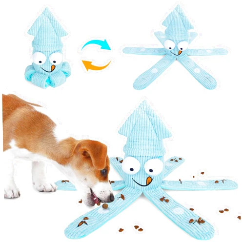 TOTARK Dog Snuffle Toys, Squid Dog Puzzle Enrichment Toys for Medium Large Dogs Foraging Training, Squeaky Sniffle Interactive Treat Game for Boredom Dog Brain Mental Stimulation Toys