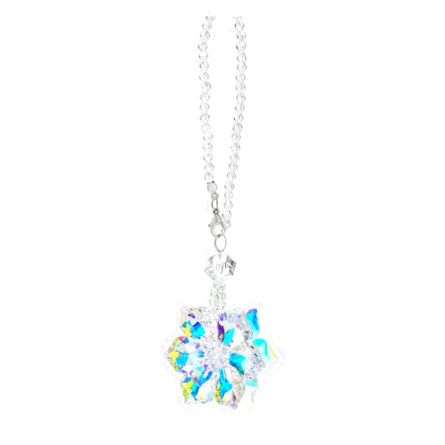 GLSOWEE Crystal Snowflake Car Pendant, Car Rear View Mirror Charm Hanging Ornament, Lucky Crystal Home Decoration (Rainbow Snowflake)