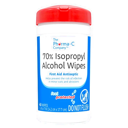 Pharma-C-Wipes The Pharma-C Company 70% Isopropyl Alcohol Wipes [40 wipes] - IPA First Aid Antiseptic Wound Cleaner with Moisture Lock Lid. For minor cuts, scrapes, and burns.