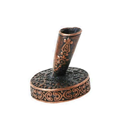 Acxico 1Pcs Vintage Round Metal Insertion Pen Holder Feather Quill Dip Pens Base for School Office Supplies Student Gift