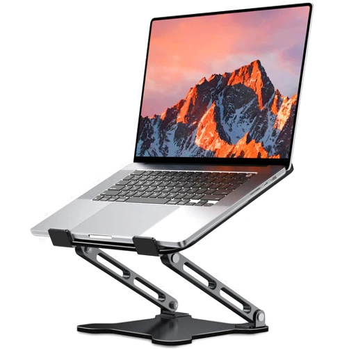 LOXP Adjustable Laptop Stand for Desk, Metal Foldable Laptop Riser, Ventilated Cooling Bracket, Ergonominc Computer Notebook Stand for Desk Compatible with 10-15.6“ Laptops