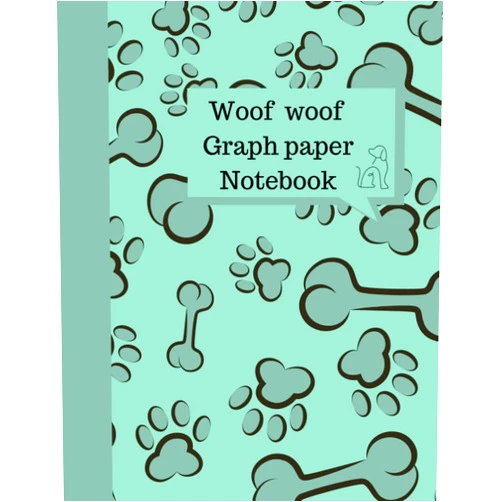 Doumi G Aziza Woof Woof Graph paper Notebook: Elegant 8.5 ×11 journal 4×4 Graph ruled paper with paw seamless pattern blue turquoise cover and 120 pages perfect ... science or whatever you want write on it .