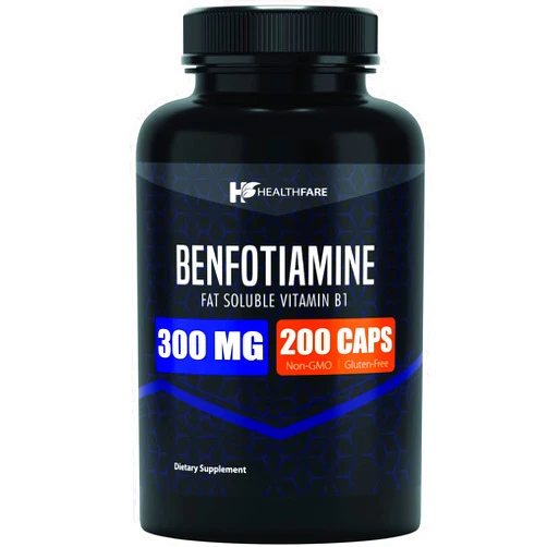 Healthfare Benfotiamine 300mg | 200 Capsules | Fat Soluble Thiamine Vitamin B1 | Supports Glucose Metabolism, Cardiovascular and Nervous System Health | Non-GMO | Gluten Free | by HealthFare