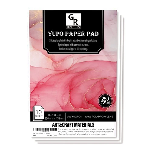 GR DZPLUS Yupo Paper 10 Sheets,Heavy white paper for alcohol based ink | 10-inch x 7-inch | 250GSM