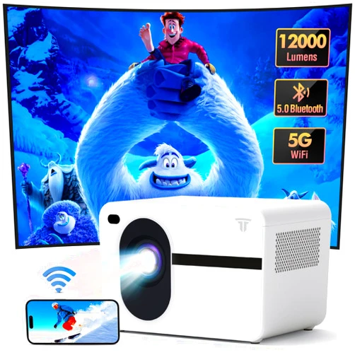 Wielio Projector with Wifi and Bluetooth, Wielio Portable Full HD 1080P, 12000 Lumen Home Theater Video Projector, Projector Compatible with iOS/Android/Phone/Laptop/PC/TV/Stick/HDMI/USB/