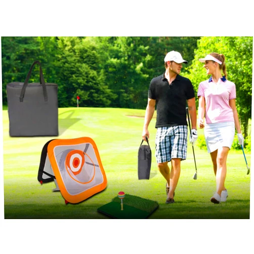 EVith Two-Sided Golf net Set, Including Hitting mat, 6 Practice Balls, Ground Grappling Hooks, Rubber TEE, Rubber Nails