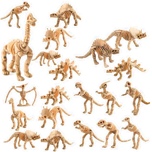 WedFeir 24pcs Dinosaur Fossil Skeletons, 3.7 Inch Assorted Figures Dino Bones, Educational Gift for Science Play, Dino Sand Dig, Party Favor & Decorations.