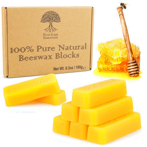 Eco-Lux Essentials Eco Lux 8 Yellow Beeswax Blocks 100% Pure Natural Organic Bees Wax 6.5oz