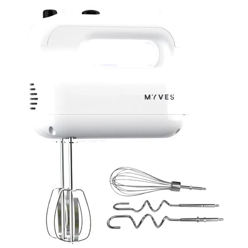 MYVES Hand Mixer Boasts a Powerful motor, 5 Speeds, Durable Stainless Steel Design, Fashion White Color and User-Friendliness, 5 Attachments, Ideal For both Chefs and Beginners