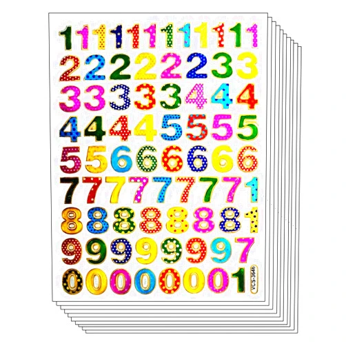 GS912 Stickers for kids Stickers Glitter Pack 10 Sheets Colorful Letter Number 0-9 Cartoon Stickers Label for Kids and Teachers Label Art Decal Craft Scrapbook Book Album Diary Card Birthday School Supplies (08)