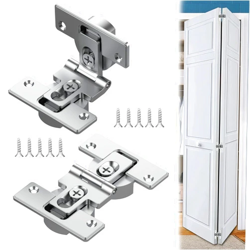 Pisman 180 Degree Adjustable Folding Door Hinge with Screws,Hinges Combination for Cabinet Door and Folding Door,Inner Door Hinges (2)