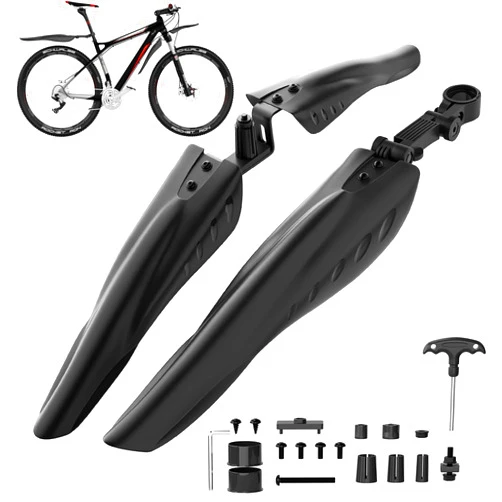 Cooryda Bike Mudguard Set, Adjustable Bicycle Mudguards - Front and Rear Mud Flaps for MTB, Road Bike - Fits 24/26/27.5 inch Wheels