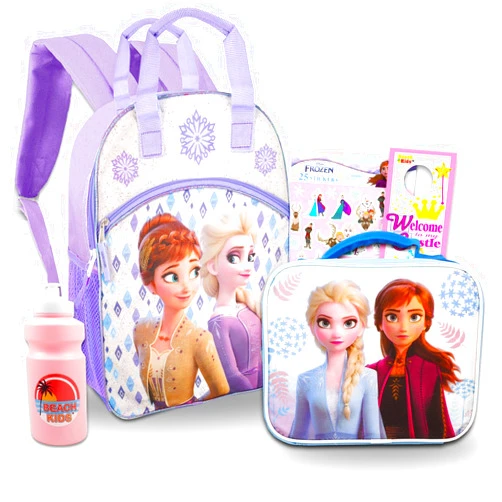 Frozen Disney Frozen Backpack for Girls - Bundle with Elsa and Anna Reflective Backpack and Lunch Including Frozen Stickers and More (Girls Backpack Elementary School)