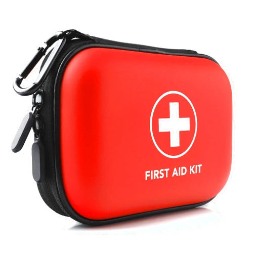 THRIAID Mini First Aid Kit, 100 Pieces Water-Resistant Hard Shell Small Case - Perfect for Travel, Outdoor, Home, Office, Camping, Hiking, Car (Red)