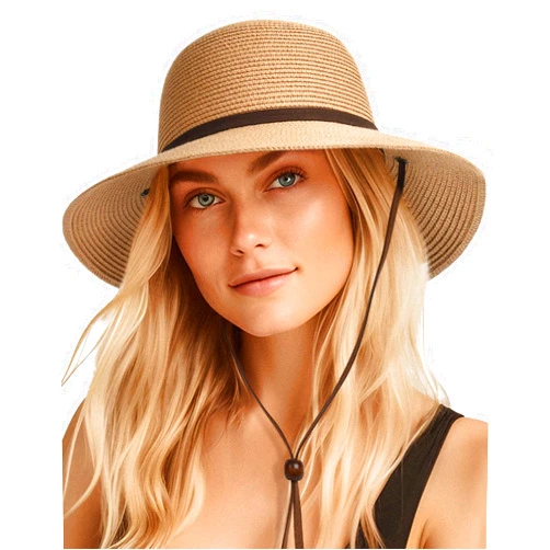 FURTALK Womens Wide Brim Sun Hat with Wind Lanyard UPF Summer Straw Sun Hats for Women
