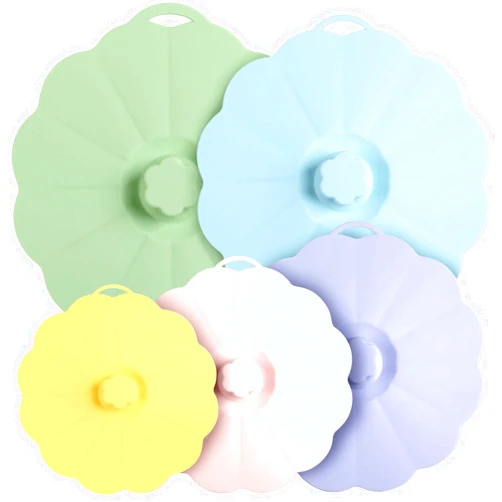 GeeRic Set of 5 Silicone Lids, Microwave Food Storage Cover, Reusable Suction Food-Grade Grip for Cups, Bowls, Plates, Pots, Pans Dishwasher Safe Multicolor Mug Cover