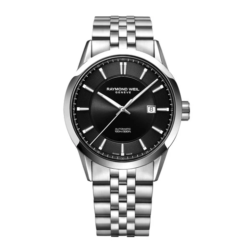 RAYMOND WEIL Freelancer Men's Automatic Watch, Black Dial, Stainless Steel, 42 mm, (2731-ST-20001)