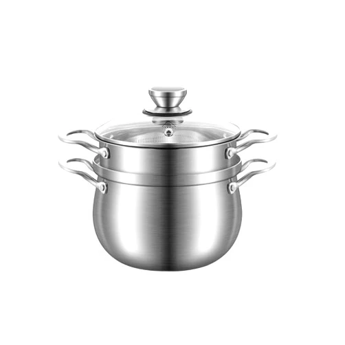 HIYPKDC 5 Quart Stainless Steel Saucepan Stock Pot Soup Pot With Lid & Steamer Basket, Thicken Tri-ply Full Body, Nonstick,For Induction/Gas/Electric/Ceramic/Stove/Oven