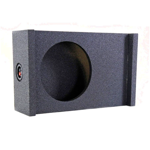 Q Power QPower Single 10in Sub Enclosure, Universal Shallow Mount Downfire/Behind Seat Speaker Box Compatible with Most GMC, Chevy, & Ford Trucks