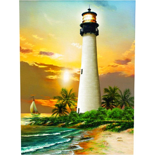 SUNSOUT INC - Cape Florida Lighthouse - 500 pc Jigsaw Puzzle by Artist: Tom Wood - Finished Size 18