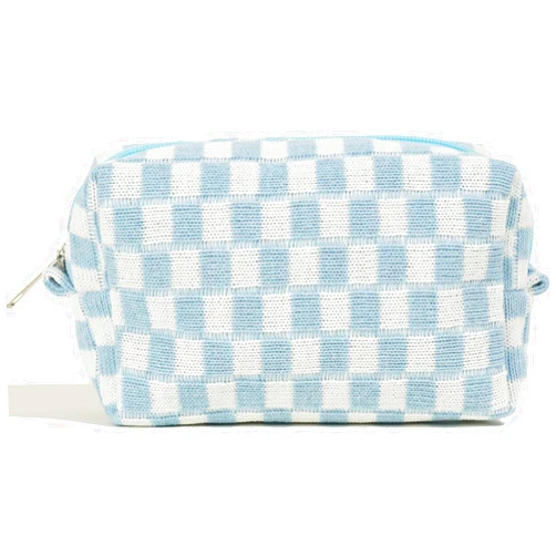 Fammart Travel Makeup Bag, Checkered Cosmetic Bag Make Up Organizer Case for Women, Small Toiletry Bag Skincare Pouch for Toiletries Accessories Brushes