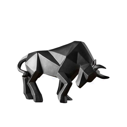 Peosaard Bull Statue, 14 inches Resin Bulls Sculpture, Home Decor Stock Market Lucky Statues, Abstract Figurine Business Gift Home Decoration Modern Accessories (Black), Table Decoration