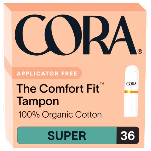 Cora 100% Organic Cotton Non-Applicator Tampons | Ultra-Absorbent, Unscented, Natural, Non-Toxic, Applicator Free | Eco-Conscious (36 S Tampons)