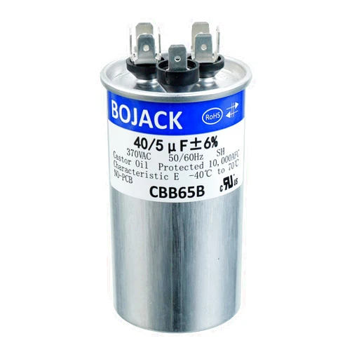 BOJACK 40+5uF 40/5MFD ±6% 370V CBB65 Dual Run Circular Start Capacitor for AC Motor Run or Fan Start or Condenser Straight