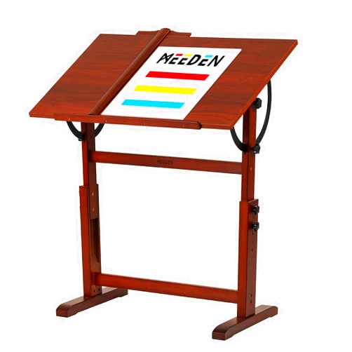 MEEDEN Wood Drafting Table,Artist Drawing Table with Height Adjustable & Tilting Large Surface Tabletop,Studio Painting Table,Art Craft Desk for Writing,Reading,Working Desk,Walnut Color