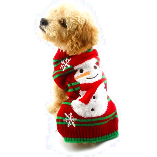 HOTUMN Dog Clothes Snow Sweaters Snowman Sweaters Xmas Dog Holiday Sweaters New Year Christmas Sweater Pet Knit Clothes for Small Dog and Cat (XXS)