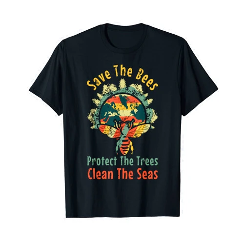 Protect Earth Day 2024 For Environmentalist Save Bees Clean Sea Save Nature Oceans Day Vintage Earth Day T-Shirt