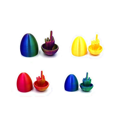 Lmuwecno Middle Finger Easter Egg for Adults Pranks, 3D Printed Surprise Easter Egg, Large Plastic Easter Eggs for Easter Basket Stuffers, Funny Gag Gifts for Adult Male (4 Colors, 4 PCS)