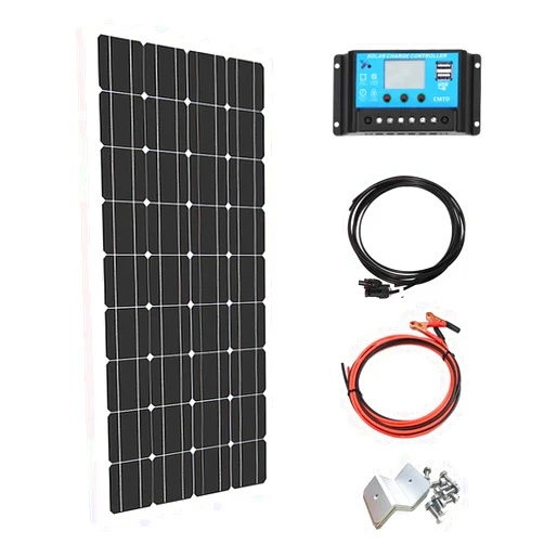 XINPUGUANG 100Watt 12Volt Solar Panel Moncrystalline Solar Panel Kit 10A Charge Controller， Extension Cable ，Mounting Brackets for RV Trailer Camper Marine Off Grid (100W Solar Kits)